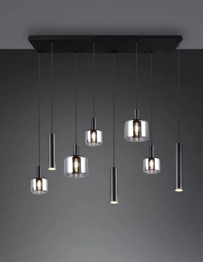 Czarna lampa wisząca z metalowo-szklanym kloszem Mataro – Trio