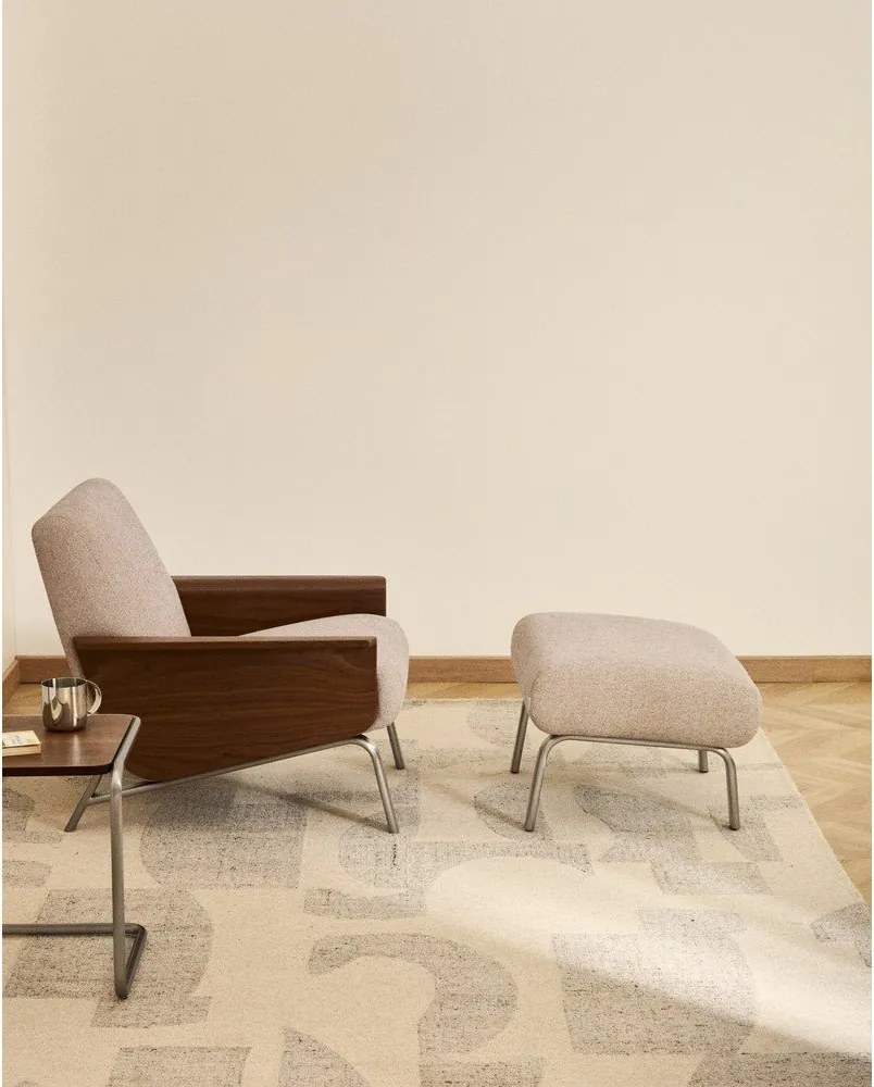 Jasnobrązowy podnóżek z tkaniny szenilowej Amsen – Kave Home