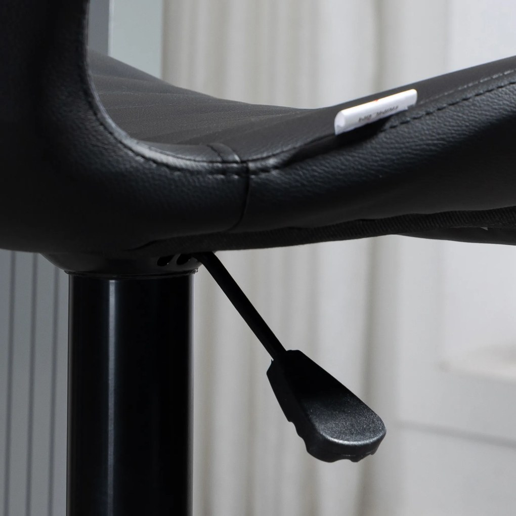 HOMCOM Hokery Zestaw 2 krzeseł barowych z regulacją wysokości 360° w kolorze czarnym