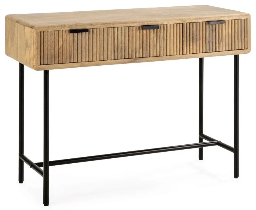 Konsola z litego drewna mango w naturalnym kolorze 38x100 cm Mundra – MOME