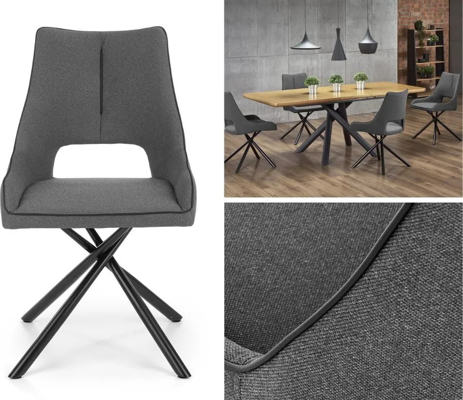 Tapicerowane krzesło z krzyżującą się podstawą K409