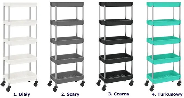 Czarny organizer kuchenny na kółkach E7-F38