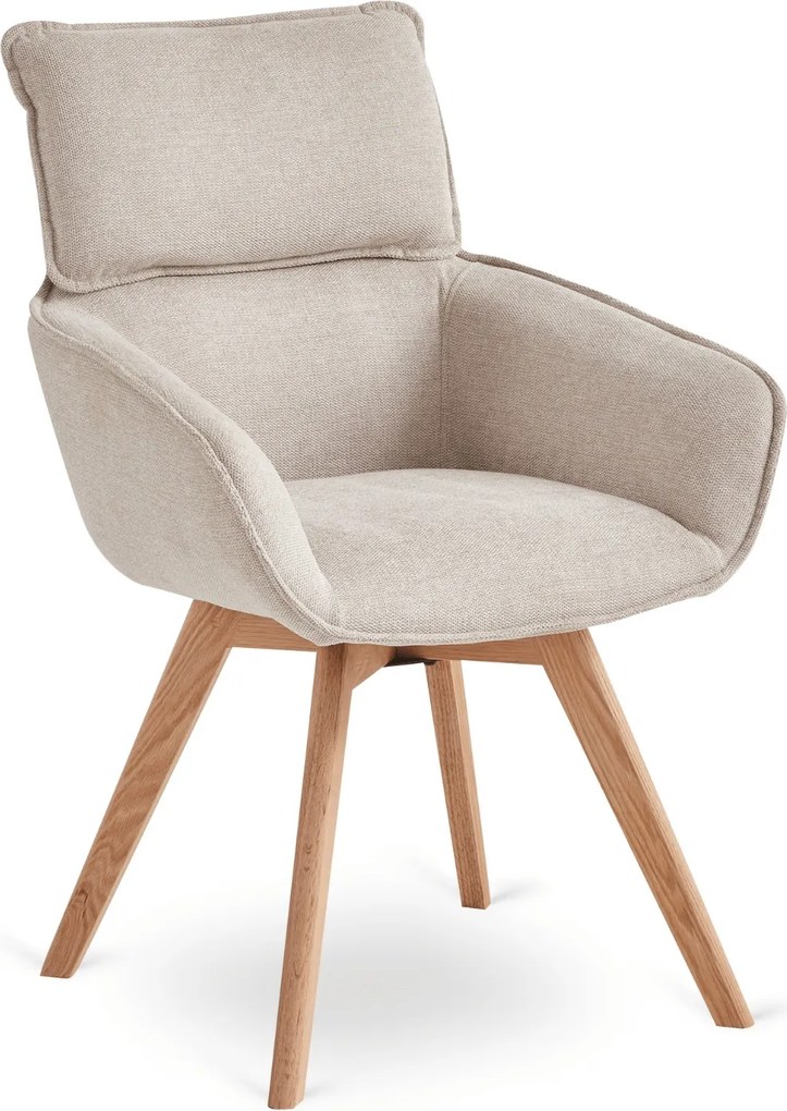 Krzesło Tapicerowane Obrotowe DIAS Beżowe Nowoczesne