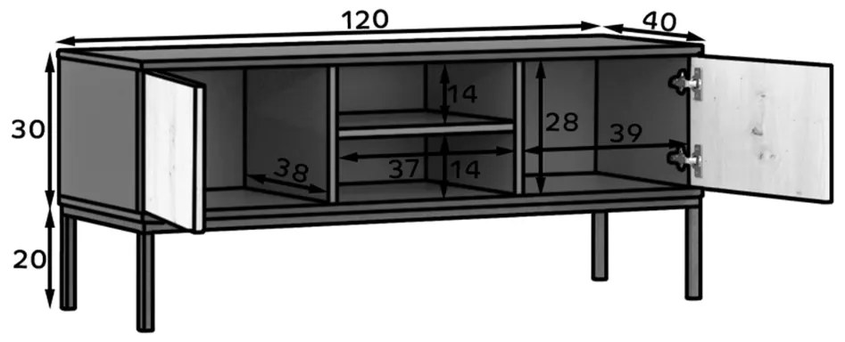 Szafka RTV LANZZI 120x40 cm, czarna