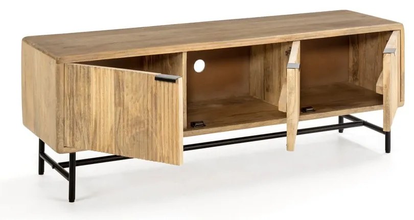 Szafka pod TV z litego drewna mango w naturalnym kolorze 145x50x40 cm Mundra – MOME