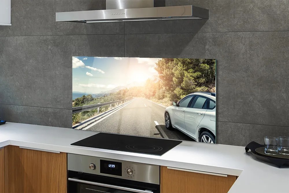 Panel szklany do Kuchni Samochód na Górskiej Drodze