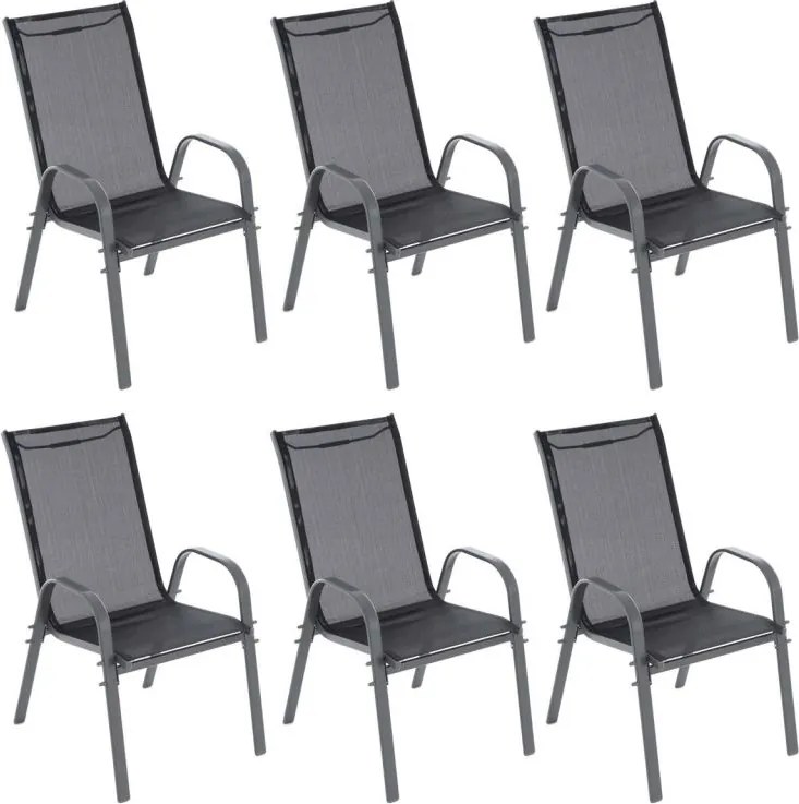 GARTHEN Krzesła ogrodowe sztaplowane, czarne / ciemnoszare