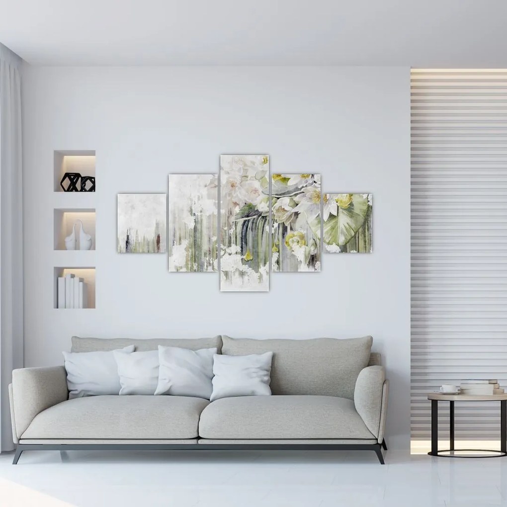 Obraz - Białe kwiaty, vintage (125x70 cm)