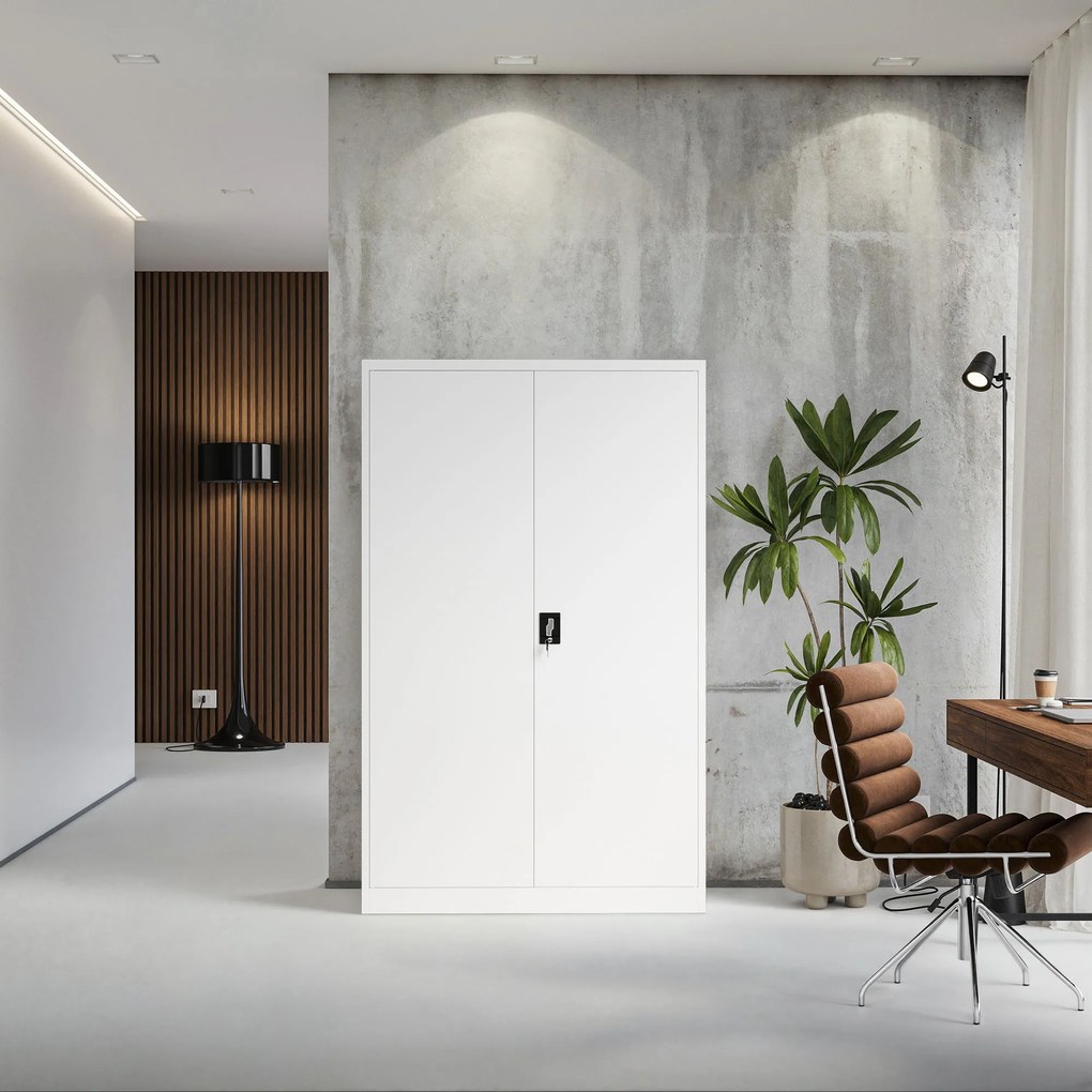 Szafa biurowa metalowa na akta biała JAN II, 1150 x 1850 x 400 mm