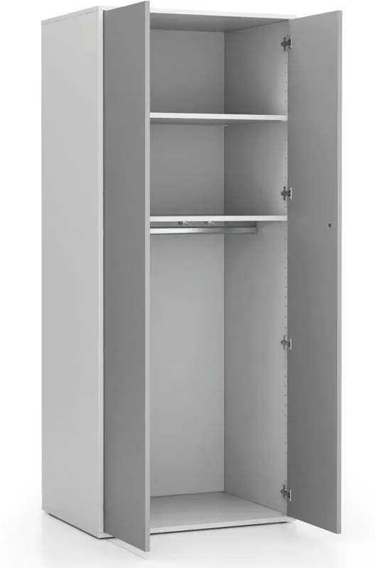 Szafa ubraniowa biurowa LAYERS, drążek do szafy, 800 x 600 x 1905 mm, szara