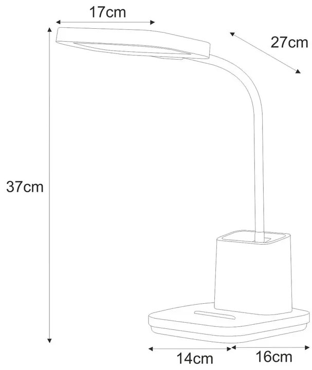 Biała regulowana lampka biurkowa LED z pojemnikiem - 5X A684 R3-P98