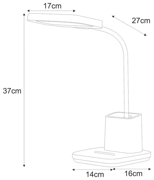 Biała regulowana lampka biurkowa LED z pojemnikiem - A684-Azla