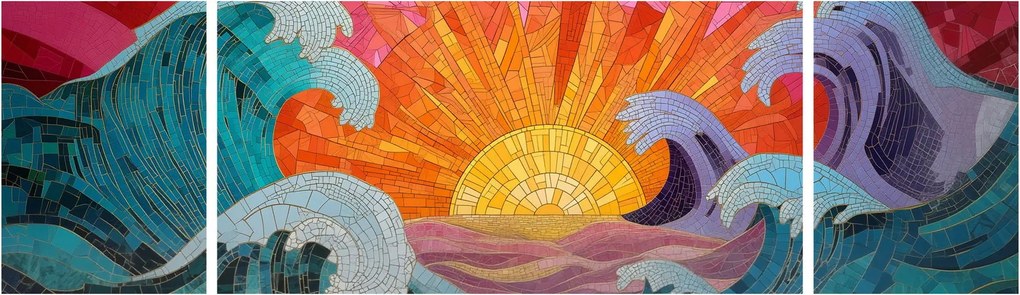 Obraz - Mozaika fal (170x50 cm)
