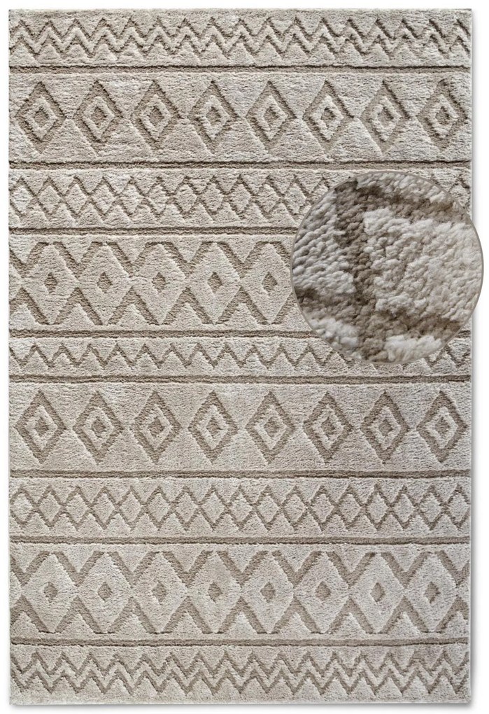 Dywan nowoczesny Gallery 3D Boho beżowy 160 cm x 235 cm