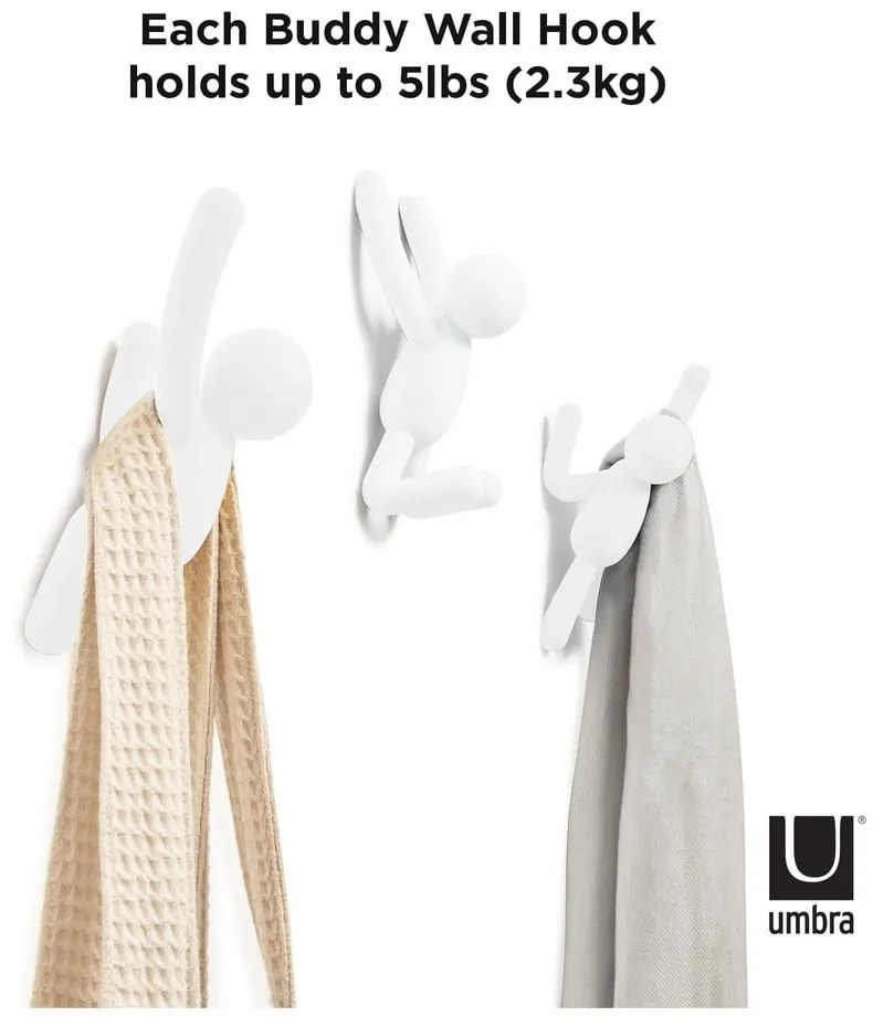 Ścienne plastikowe haczyki zestaw 3 szt. Buddy – Umbra