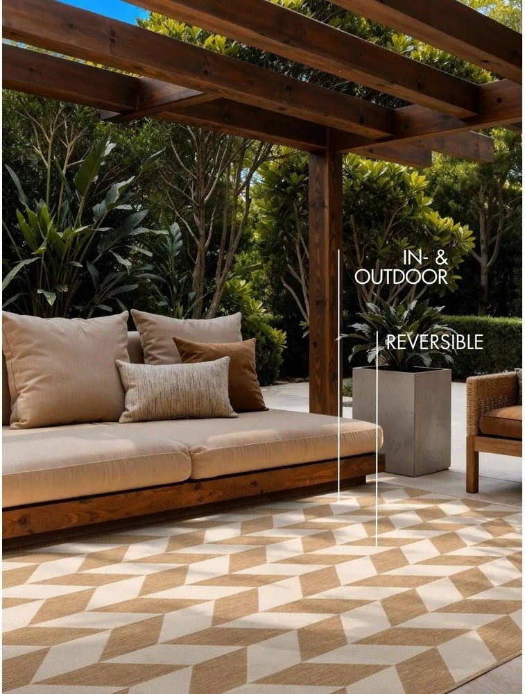 Kremowo-naturalny dywan odpowiedni na zewnątrz 120x170 cm Haringey Terrick – Ted Baker