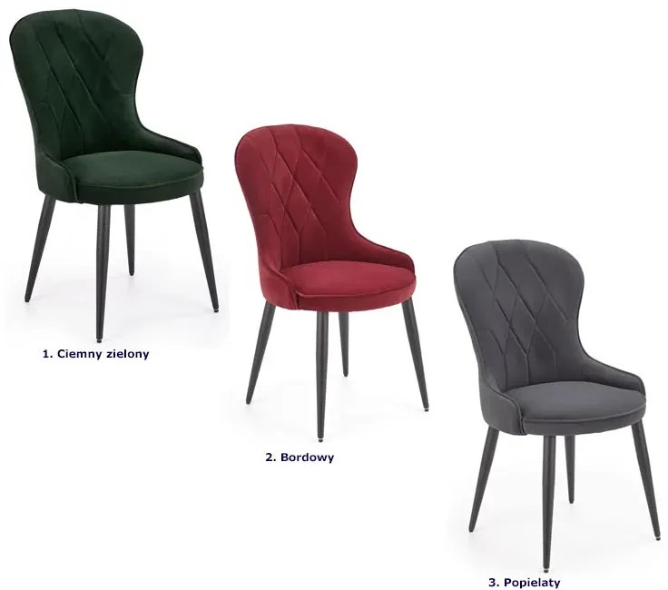 Komplet zielonych eleganckich krzeseł pikowanych 4 szt.  - Monaco 4S
