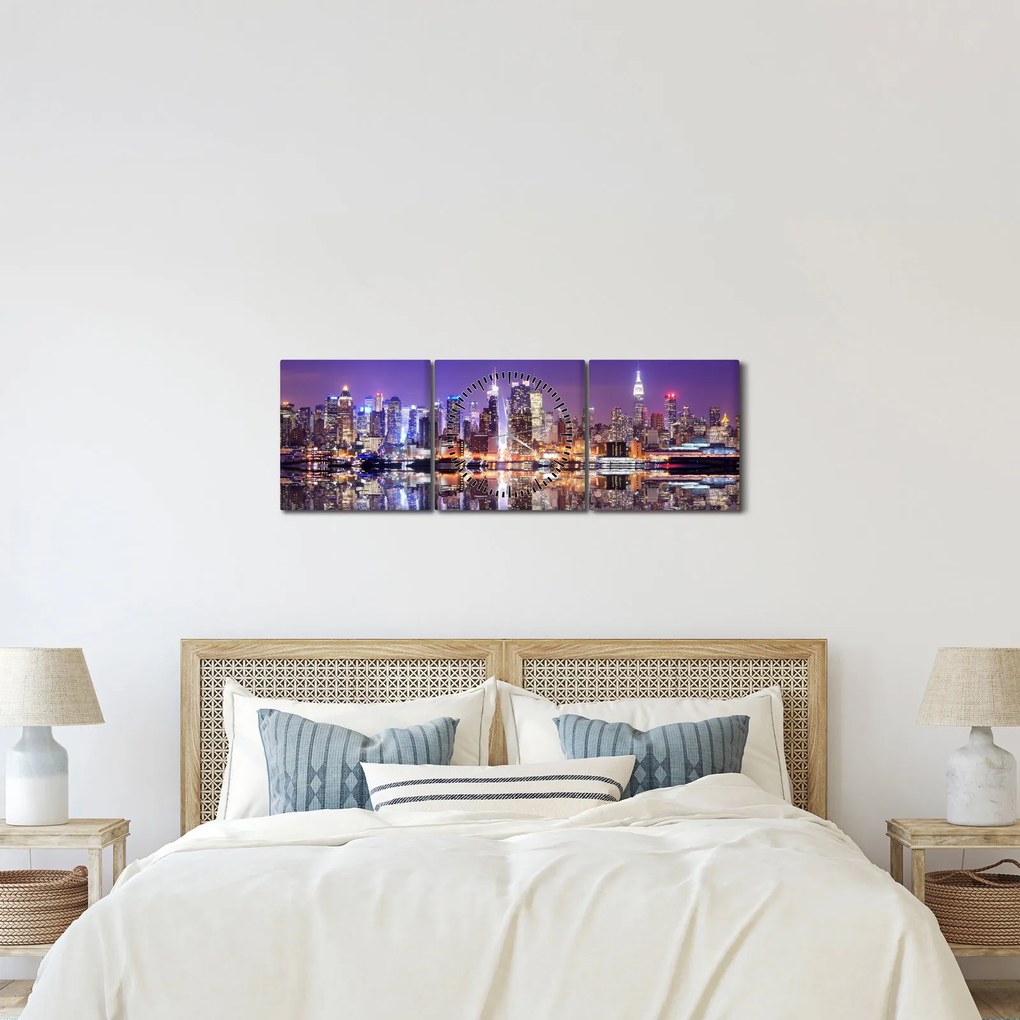 Obraz Manhattanu (z zegarem) (90x30 cm)