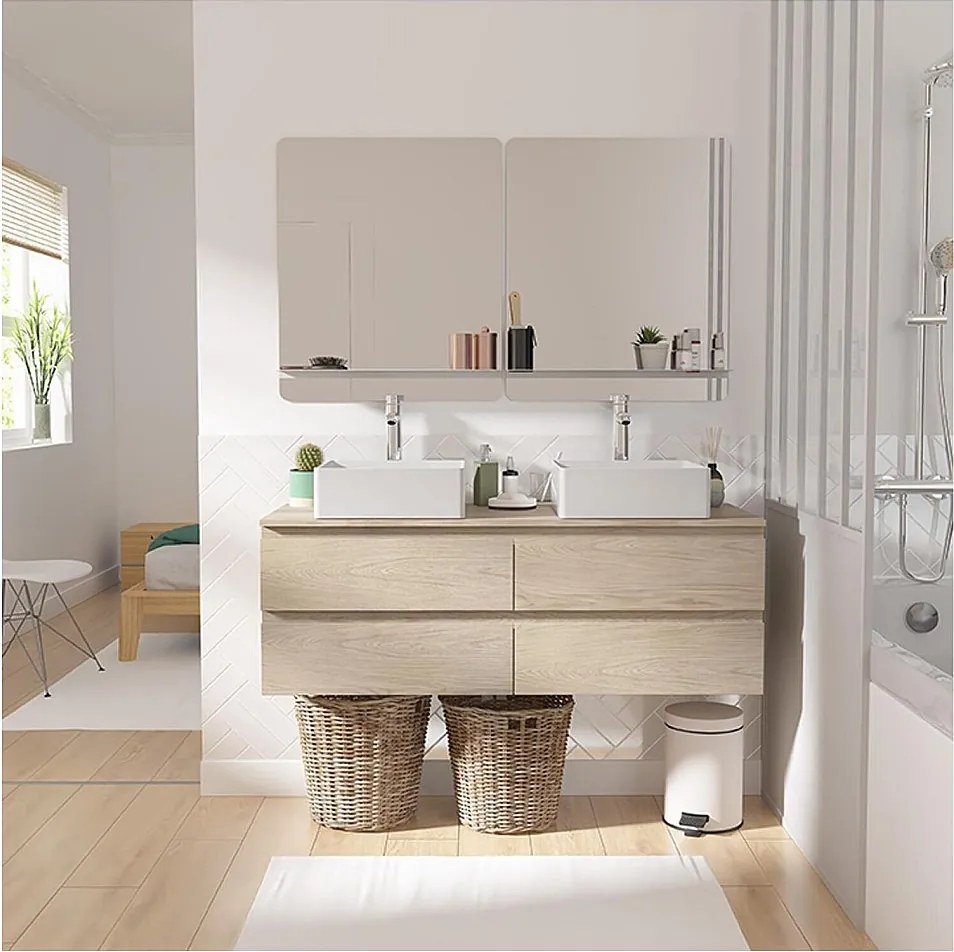 Sorrento 120cm podwójna szafka pod umywalkę + bateria + lustro