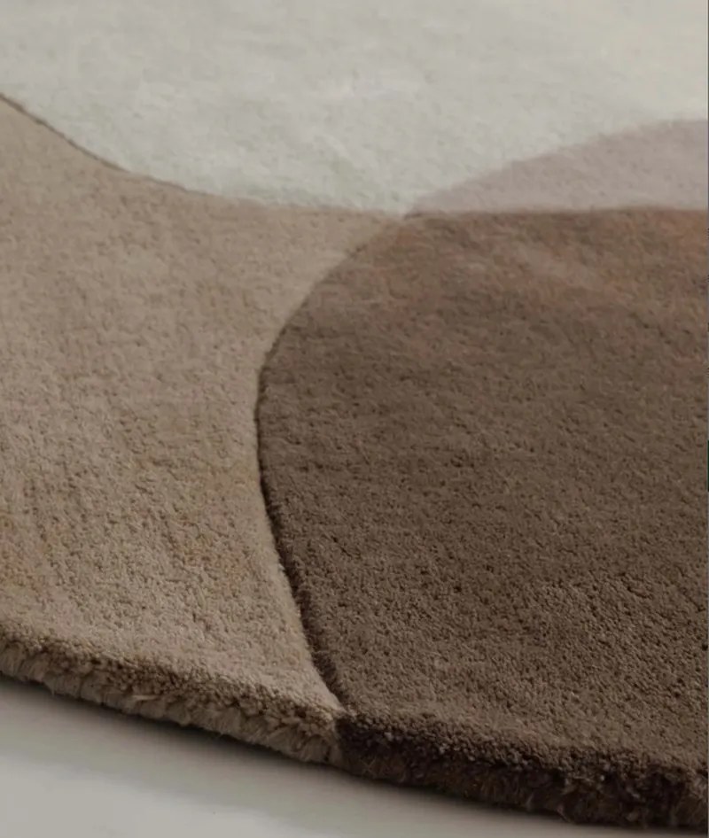 Dywan wełniany Dune ręcznie tkany Łagodne Formy Beżowo-Brązowy koło 300x300 cm