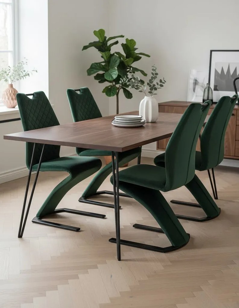 Zielone pikowane nowoczesne krzesło welurowe D3-T67