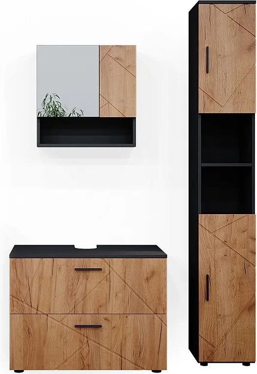 Zestaw mebli łazienkowych złoty dąb power/antracyt 80x41x58.6 irma