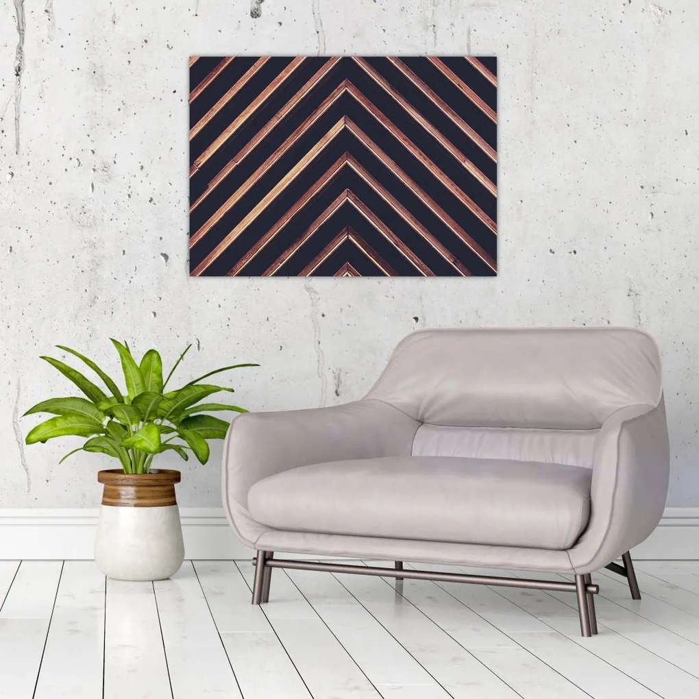 Obraz drewnianego motywu na czarnym tle (70x50 cm)