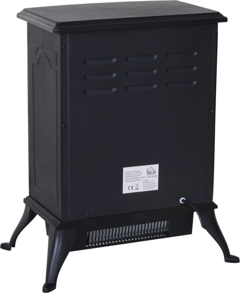 HOMCOM Kominek Elektryczny 1800W Czarny