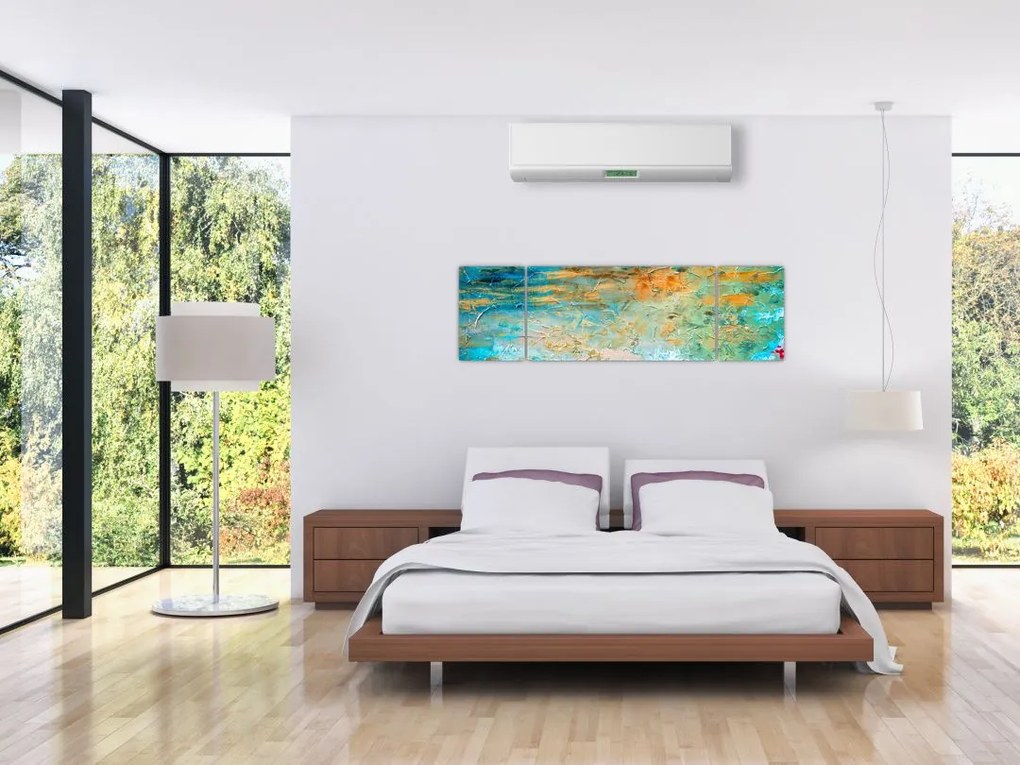 Obraz niebieskiej abstrakcji (170x50 cm)