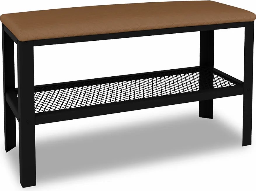 Siedzisko z metalowym stelażem w stylu loft czarny + ciemny beż F0-T47
