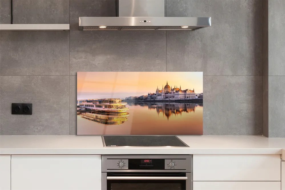 Szklany Panel Statek o Zachodzie Słońca