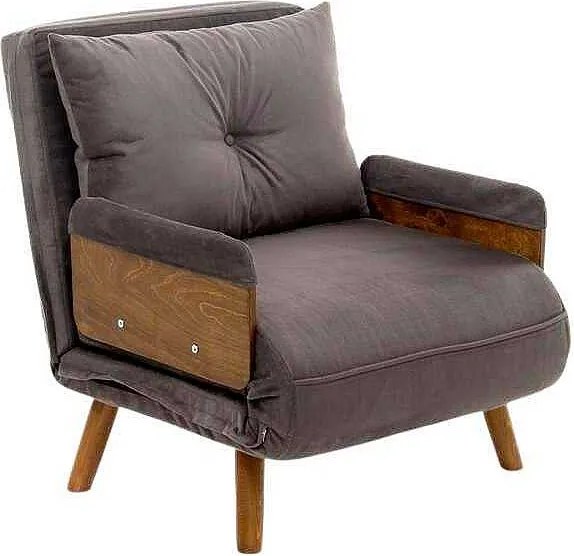 Nowoczesny fotel-łóżko 1-osobowy – 77 x 70 x 82 cm – szary – metalowa rama