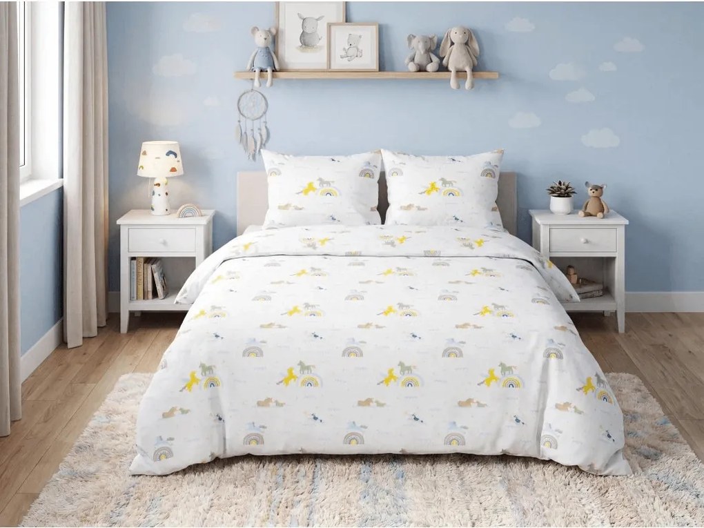 PrzytulneMieszkanie.pl PrzytulneMieszkanie.pl Dziecięca bawełniana pościel MAGIC UNICORN biała, 100% bawełna Rozmiar pościeli: 70 x 90 cm | 140 x 200 cm