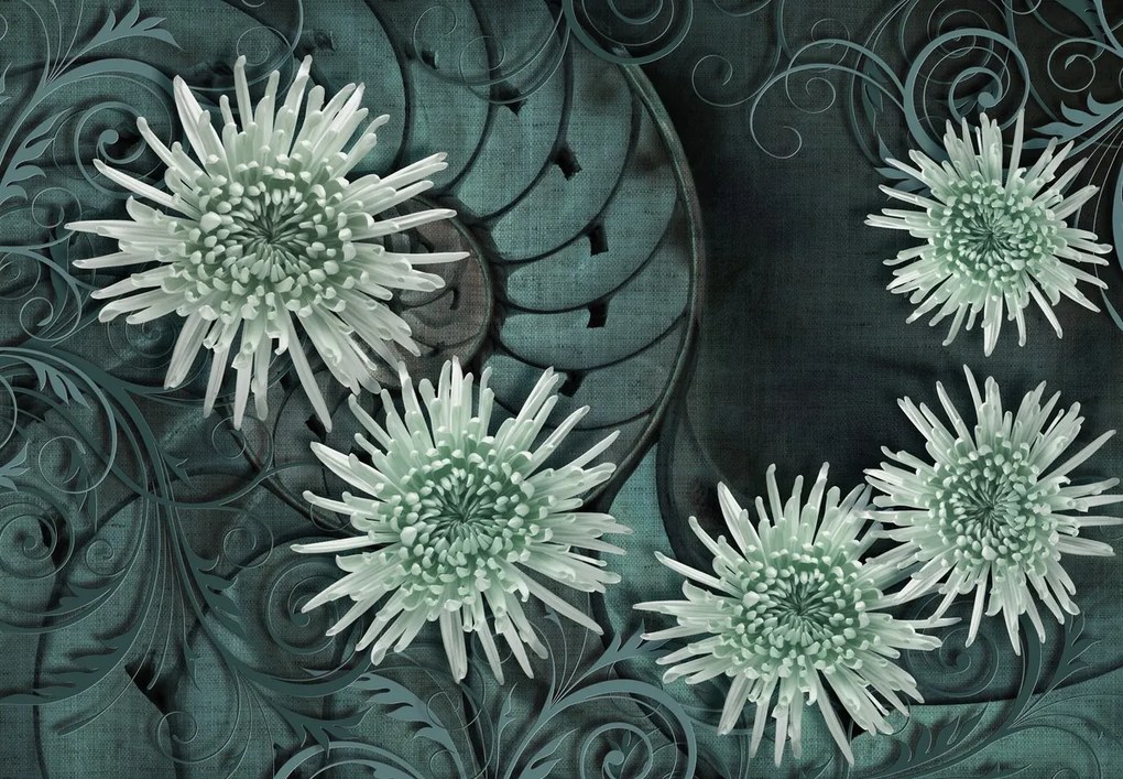 Fototapeta - Zielone kwiaty (196x136 cm)