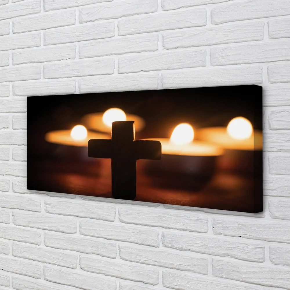 Duży obraz na płótnie Krzyż i Świeczki