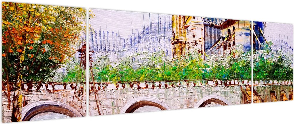 Obraz - Obraz olejny przedstawiający miasto (170x50 cm)
