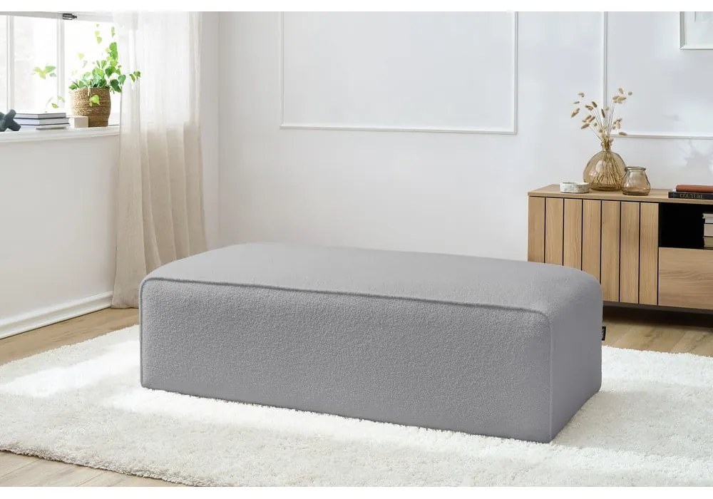 Jasnoszary podnóżek modułowy z materiału bouclé Megeve – Bobochic Paris