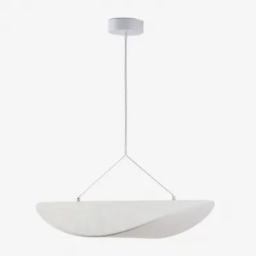 Lampa Sufitowa Wisząca Led Z Tkaniny Zelvon Biała & ↔︎ 60 Cm - Sklum