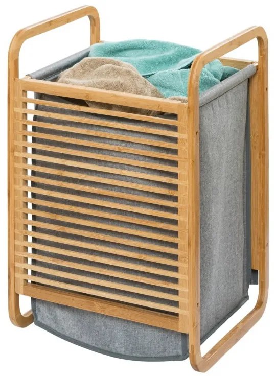 Kosz na pranie z bambusową konstrukcją Wenko Bamboo, 43 l