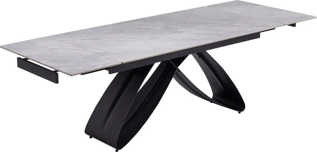 Rozkładany stół z ceramicznym blatem Luigi 160-240 cm, szary marmur/czarny