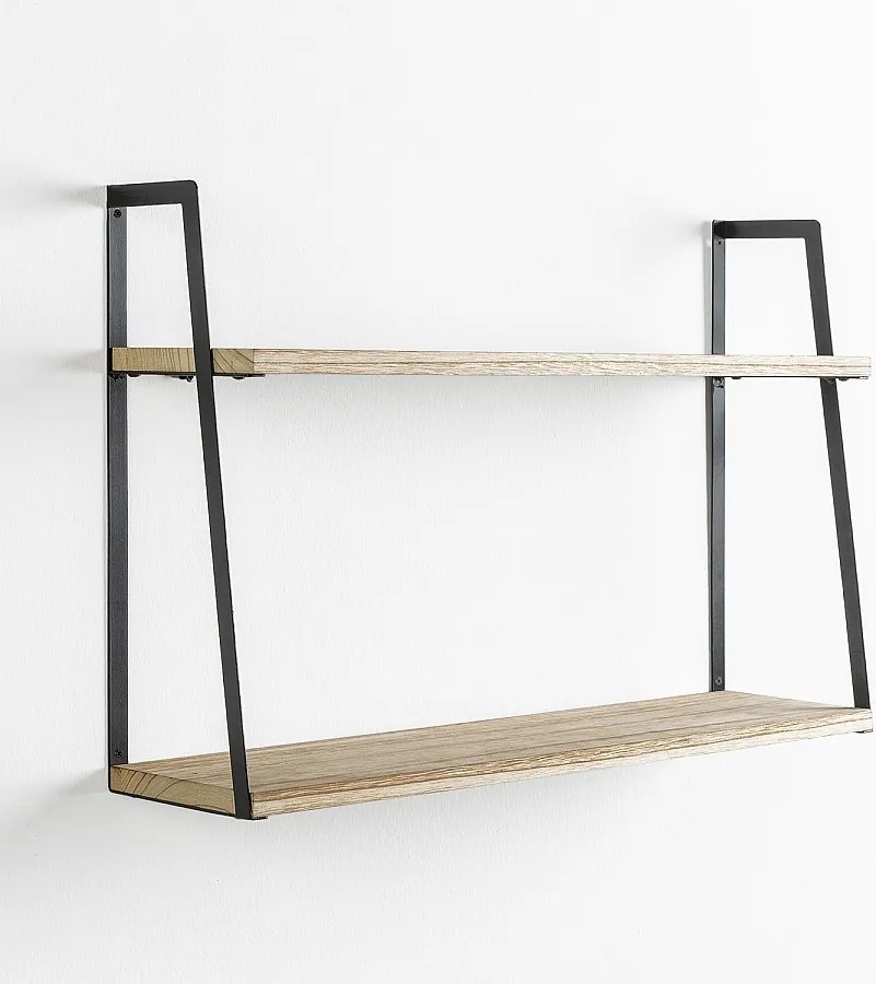 Zestaw dwóch półek ściennych Eloi 2 poziomy, drewno paulowniowe.