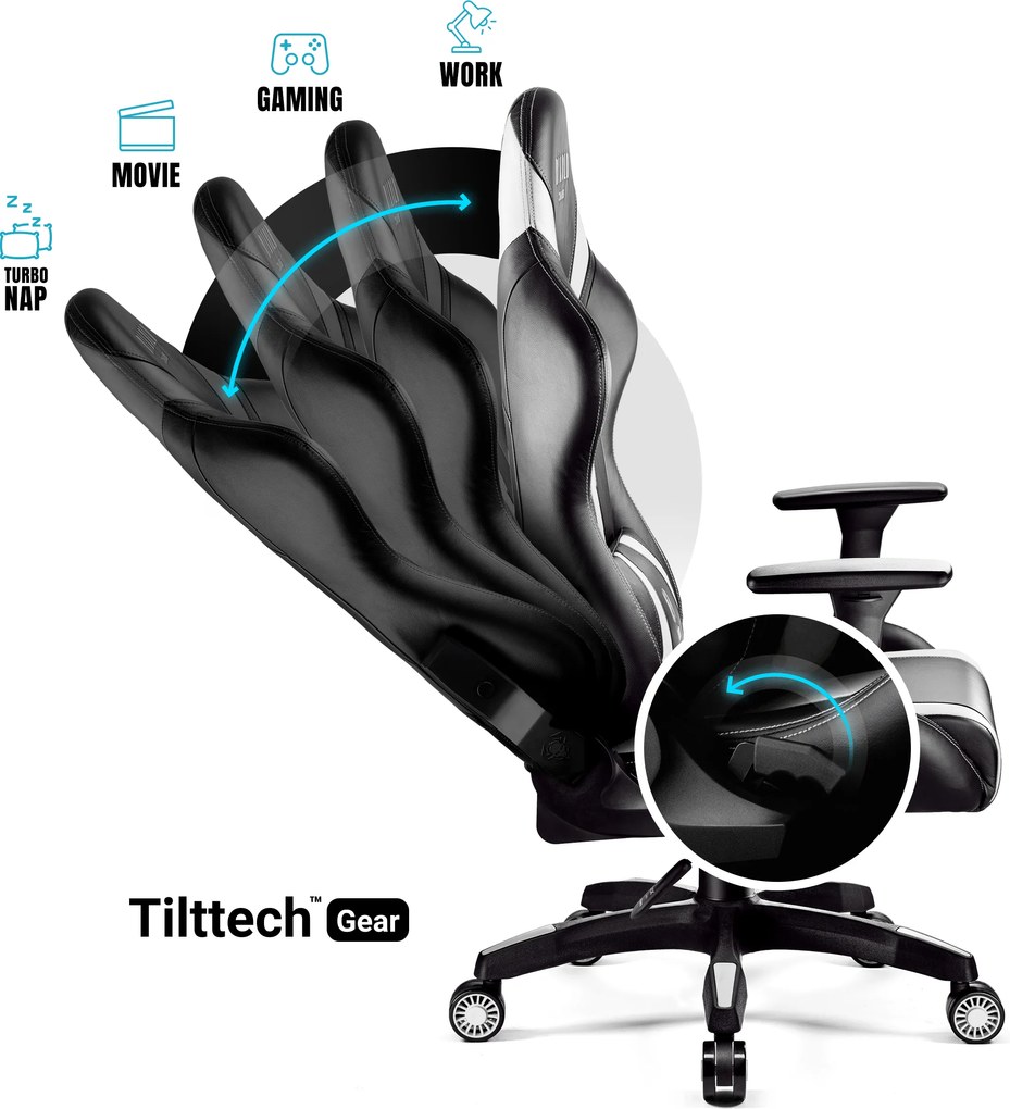 Fotel dla graczy Diablo X-Horn 2.0 King Size czarno-biały