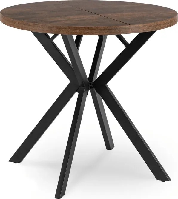 Stół Okrągły Rozkładany DORIAN 80-160 cm Dąb Rustykalny/Czarny Nowoczesny Loft