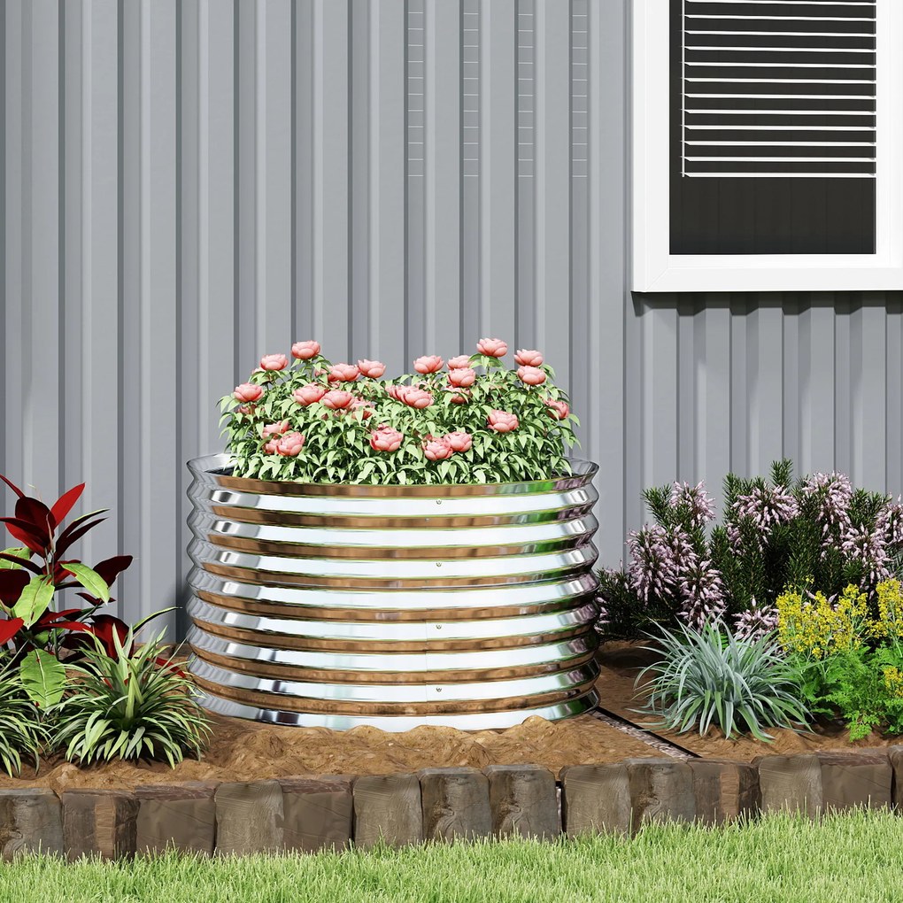 Outsunny Skrzynia do sadzenia, metalowa donica z krawędzią bezpieczeństwa i rękawicami, otwarte dno, 160B x 80T x 56H cm, Ciemnoszary | Aosom PL