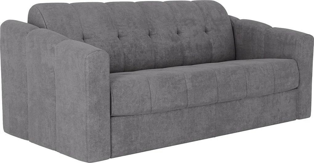 Kanapa 3-osobowa rozkładana z szarej tkaniny teksturowanej - Powierzchnia spania 140 cm - Materac 18 cm - DARIELO