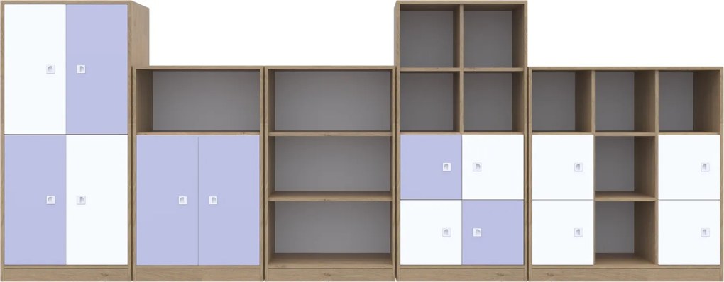 Zestaw mebli do szkoły podstawowej Blox Colours 17, fronty pastelowe fioletowe