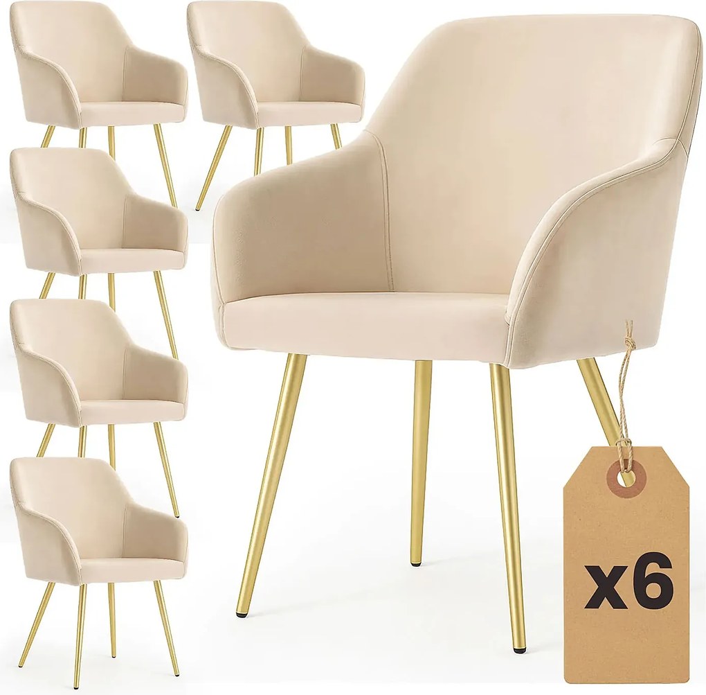 Zestaw 6 beżowych krzeseł tapicerowanych - Terviso 3X