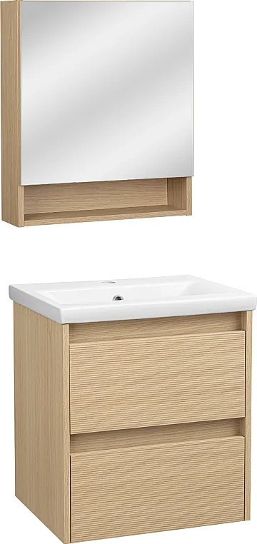 Zestaw do Łazienki 50cm Szafka z Umywalką Szafka z Lustrem Ryflowane Fronty Aria