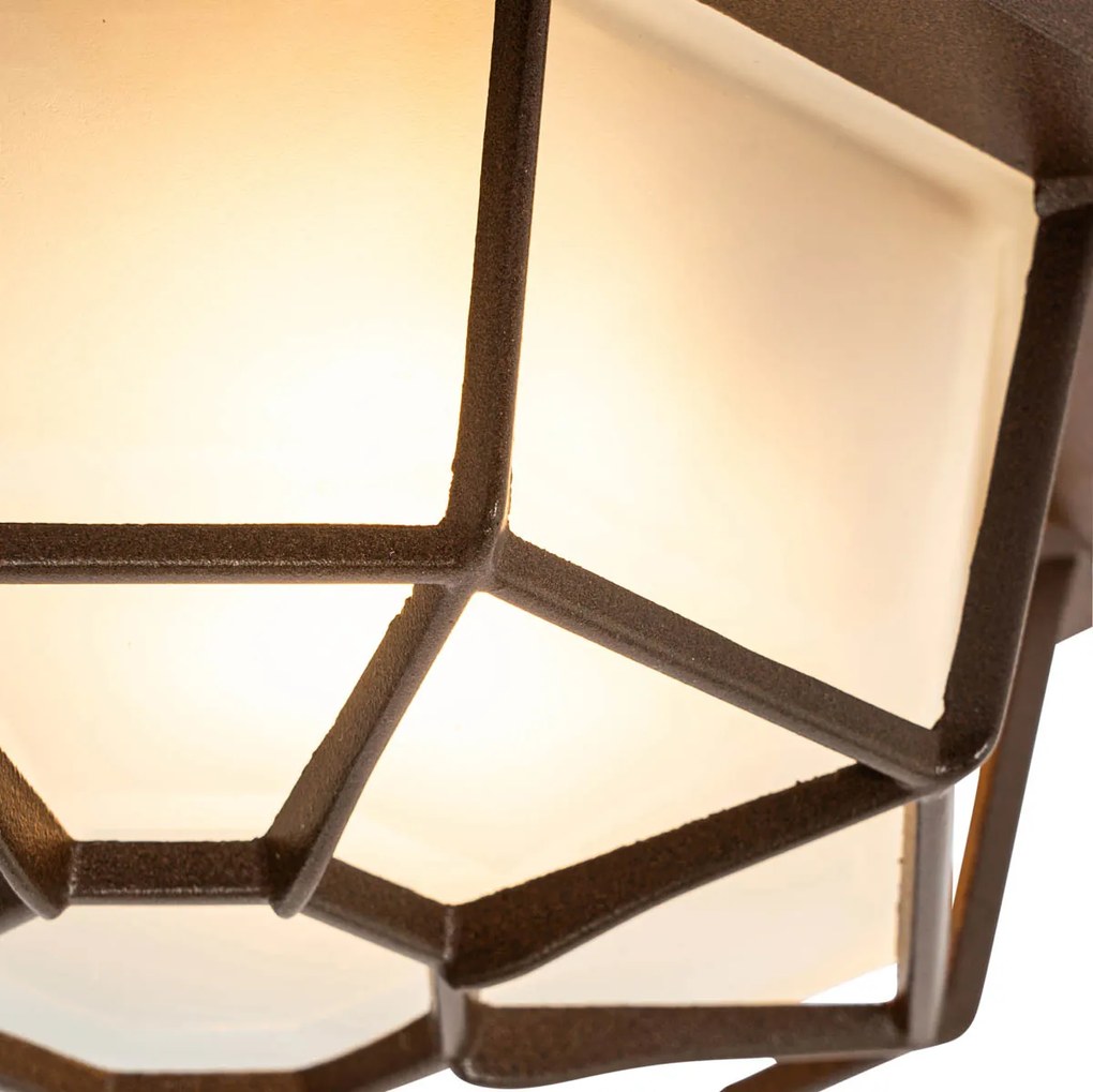 Rustykalna lampa sufitowa rdzawo brązowa 21,3 cm IP44 - Bri