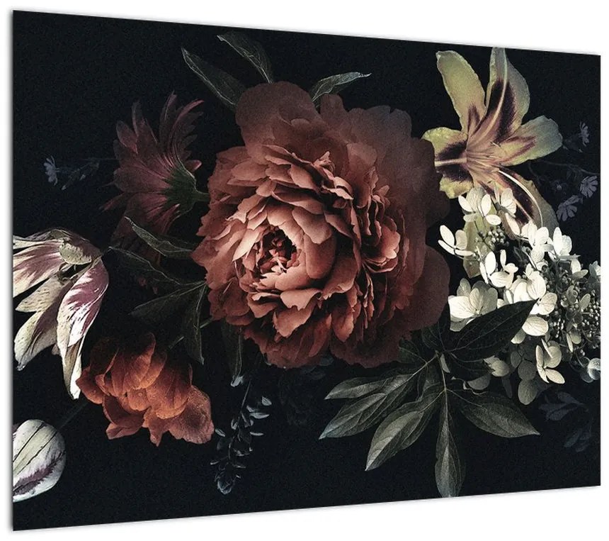 Obraz - Ciemne kwiaty (70x50 cm)